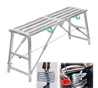 Portable Folding Scaffold Tower Ladder - Multi-Purpose Work Platform for Vehicles Cleaning DIY & Maintenance - Adjustable Easy-to-Use Stool for Home & Garage