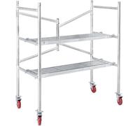 Portable Folding Scaffold with Locking Wheels, Mobile Steel Platform for Construction and Maintenance, Supports 500 lbs