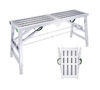 Portable Folding Scaffolding 5-Gear Adjustable Height Home Engineering Workbench-Step Ladders Multipurpose Work Platform Scaffold for Improvement, Washing,C-140cm