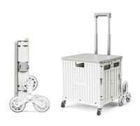 Portable Folding Shopping Cart on Wheels Collapsible Plastic Book Trolley with Safety Cover Garden Cart for Shopping Moving Storage & Travel - Everyday Use (T543)
