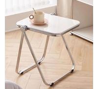 Portable Folding Side Table - Square End Table with Drink Holder for Garden Patio & Sofa Ideal for Outdoor Use & TV Dinners (Beige Color)