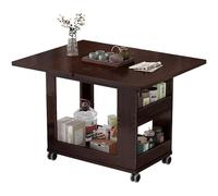 Portable Folding Side Table with Wheels, Rolling Coffee and Tea Table for Small Spaces, Easy to Move and Store, Ideal for Living Room, Bedroom, and Balcony