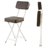 Portable Folding Square Stool with Backrest - Stylish PU Padded Bar Chair for Home & Events, 120 kg Capacity, 48 cm Height, Space-Saving Design, Elegant White (1 Piece)