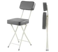 Portable Folding Square Stool with Backrest - Stylish White PU Padded Seat, 120 kg Capacity, 48 cm Height, Ideal Bar Chair for Home & Events (1 Piece)