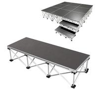 Portable Folding Stage Platform，Heavy Duty Aluminum Modular Event Stage Riser for Wedding, Concert, Church, Trade Show & Outdoor Performances(122x37x20cm (48x14.6x7.9in))