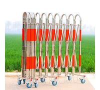 Portable Folding Stainless Steel Safety Barrier - Reflective Road Safety Gate for Construction, Garages, Schools - Red-Silver, 1m Size
