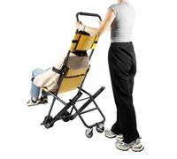 Portable Folding Stair Chair with 4 Wheels, Medical Evacuation Chair for Emergency Patient Transfer, Aluminium Alloy Stair Stretcher for Ambulance Hospital Rescue Use, Yellow