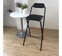 Portable Folding Stool 65cm 70cm 75cm - Cushioned Bar Chair with Backrest & Footrest for Kitchen Counter Camping - Black Lightweight & Space-Saving Design