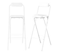 Portable Folding Stool, Bar Chair with Backrest and Footrest, Collapsible Kitchen Chairs, Metal Frame, 50cm Height, 150kg Weight Capacity, Ideal for Breakfast and Dining (Black)