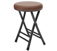 Portable Folding Stool - Cushed Padded Round Bar Chair, Stackable Design, 330lb Capaci, Ideal for Home, Kitchen, Dining, Breakfast (Brown, 20in)
