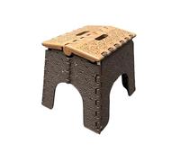 portable folding stool, lightweight plastic stepstool for kids and adults-holds up to 300lb- fold up foot stool with handle, small foldable step stool for indoor & outdoor (11Inch, Brown)