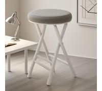 Portable Folding Stool Round & Padded SpaceSaving Design for Kitchen Bar Camping 150kg Capacity 50cm Height Stylish Grey Color & Lightweight