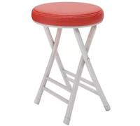 Portable Folding Stool Round & Padded Stackable Design 150 kg Capacity Ideal for Home Kitchen Dining Breakfast Red 50.8 cm Height Space-Saving Fur