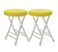 Portable Folding Stool, Round Padded Stool for Dorm, Kitchen, Vanity, Church, and Outdoor Use, Lightweight & Compact Design for Easy Storage, Set of 2