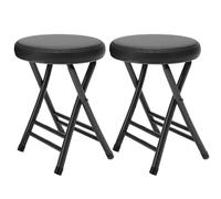 Portable Folding Stool, Round Padded Stool for Dorm, Kitchen, Vanity, Church, and Outdoor Use, Lightweight & Compact Design for Easy Storage, Set of 2