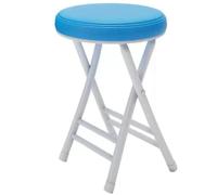 Portable Folding Stool Round Stackable Design 150kg Capacity 20Inch Blue Seat for Home Kitchen DiningSpaceSaving Cushioned Ottoman