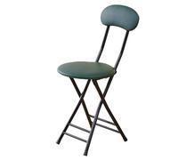 Portable Folding Stool with Backrest 47cm Height Cushioned PU Kitchen Chair Outdoor Camping Seat Green Color Lightweight & Compact Design for Easy Carrying