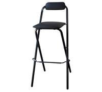Portable Folding Stool with Backrest & Footrest - Adjustable Height 50-75cm Lightweight Bar Chair for Camping Outdoor Home Use - Black (55cm)