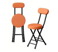Portable Folding Stool with Backrest - Lightweight Padded Leather Round Chair for Camping, Gardening, Kitchen, Cafe & Indoor/Outdoor Use - Compact & Easy to Store