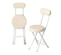 Portable Folding Stool with Backrest - Padded Leather Round Bar Chair for Camping, Gardening, Kitchen & Indoor/Outdoor Use - Stylish Cact and Slish Design