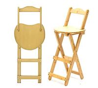 Portable Folding Stool with Backrest, Wooden Bar Chair for Kitchen & Art Room, Sturdy Foldable Design with Footrest, Natural Finish, Compact Size 28x34x45 cm