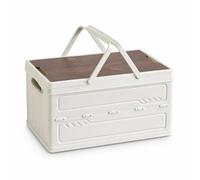 Portable Folding Storage Box, Flip Lid, White, Medium, Flat pattern