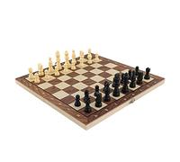 Portable Folding Storage Wooden Chess Board Set for Draughts Adults Family Brown L