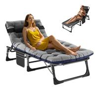 Portable Folding Sun Lo Bed with Adjustable Backrest table Mattress Side ket - Ideal for Office N & Outdoor Relaxat