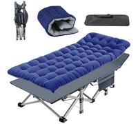Portable Folding Sun Lo Bed with Mattress Adjustable Reclining Backrest Side ket - Ideal Guest Bed for Office N & Outdoor Patio Relaxat