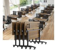 Portable Folding Table on Wheels Flip Top Design for Office Meetings Conference Rooms Space-Saving Wortat for Home & Office Training Sesss