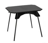 Portable Folding Table with Adjustable Height for Outdoor Camping Picnic BBQ Hiking Beach and Travel Use ABS Plastic Top and Aluminum Alloy Legs (Black)