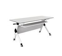 Portable Folding Table with Wheels Rectangular Mobile Conference Desk for Office Classroom Seminar & Meeting Room Use Easy to Store & Transport