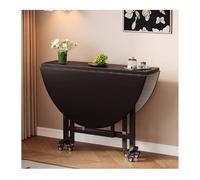 Portable Folding Table with Wheels Round Expandable Dining Table Modern Space-Saving Small Table for Living Room Sturdy and Stylish Black 100cm