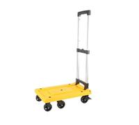Portable Folding Trolley Cart, Hand Truck for La & Household Use, Lightweight Platform Dolly - Yellow, Mum Size, Ideal for Shopping & Travel