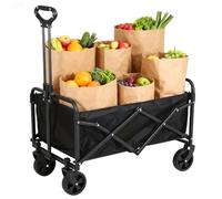 Portable Folding Trolley Cart Outdoor Utility Wagon Adjustable Handle Festival Beach Cart 100L Capacity