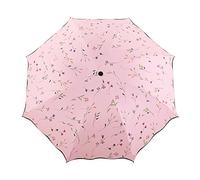 Portable Folding Umbrella with Black Anti-UV Coating Rain & Sun Umbrellas for Women Travel Beach Hiking Outdoor Lightweight Parasol UV Protection Umbrella Ladies Girls Windproof Compact Umbrella