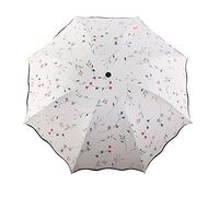 Portable Folding Umbrella with Black Anti-UV Coating Rain & Sun Umbrellas for Women Travel Beach Hiking Outdoor Lightweight Parasol UV Protection Umbrella Ladies Girls Windproof Compact Umbrella