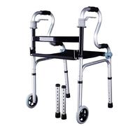 Portable Folding Upright Walker Walker Aid for Seniors PP Folding Handle Adjustable Height Can Bear 180kg with Oxford Cushion Suitable for People with Reduced Mobility(B)