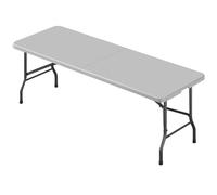 Portable Folding Utility Table 6ft Outdoor Beach Table with Handle Ideal for Camping Picnics Parties & Indoor Use - Versatile Gray Fold-In-Half Design