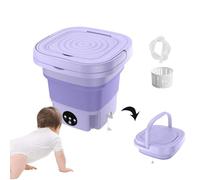 Portable Folding Washing Machine, Portable Travel Washing Machine 8L Lightweight Collapsible with Blue Light, Mini Washing Machine for Clothes for Travel Business Trip,College Rooms,Purple