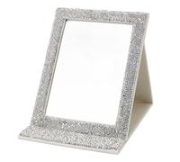 Portable Folding White Imitation Diamond Mirror, High -Definition Makeup Makeup Mirror for Bedroom Desktop, Shaving, Trips, Camping