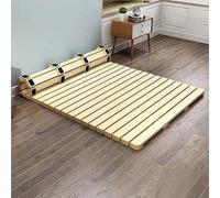 Portable Folding Wooden Bed Frame - Rollable Slatted Floor Bed for Bedroom & Living Room - Space Saving Design