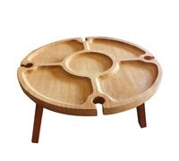 Portable Folding Wooden Picnic Table with Wine Glass Holder - Outdoor Dining Table for Easy Setup Flat Divided Design for Wine Glasses Perfect for Camping and Picnics