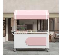 Portable Food Cart with Canopy, Concession Stand Display Mobile Shelf with Lockable Wheels for Selling Fruits, Vegetables, Beverages, Flowers