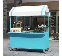 Portable Food Cart with Canopy Lightweight Mobile Stall for Street Food & Events Ideal for Outdoor Dining Blue 63in (160cm) Perfect Vendor Solution