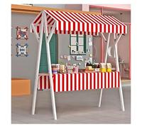 Portable Food Cart with Wheels Metal Foldable Kiosk Includes Detachable Flag & Tablecloth Ideal for Craft Shows Farmers Markets Thrift Sales Outdoor Events