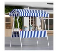 Portable Food Display Stand, Outdoor Vendor Cart Night Market Handcart with Sunshade Canopy and 360 ° Rotating Wheel, for Promotions(Blue,160x200cm/62.3x79")