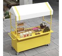 Portable Food Vendor Cart with CanopyLightweight 63in Market Stall Display Stand for Outdoor Events Street Food Farmers MarketsBright Yellow Mobile Food Cart