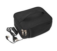 Portable Food Warmer, 12V Heated Lunch Bag USB Charging Lunch Box Mini Oven Microwave Oxford Warmer for Car Truck Travel Camping Office Home Use (Black)