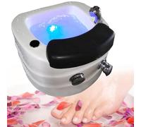 Portable Foot Spa Bath with Massage & Auto Drain - Adjustable Temperature, Pedal, LED Lights - Deep Soak for Relaxation & Foot Care,B